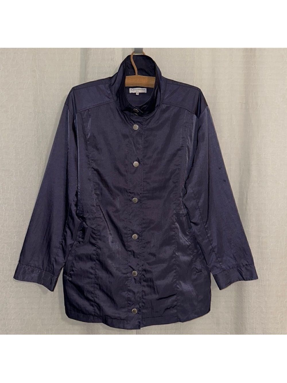 BLACK PEPPER 10 Eggplant Purple Mock Neck Snap Closure Light Rain Jacket